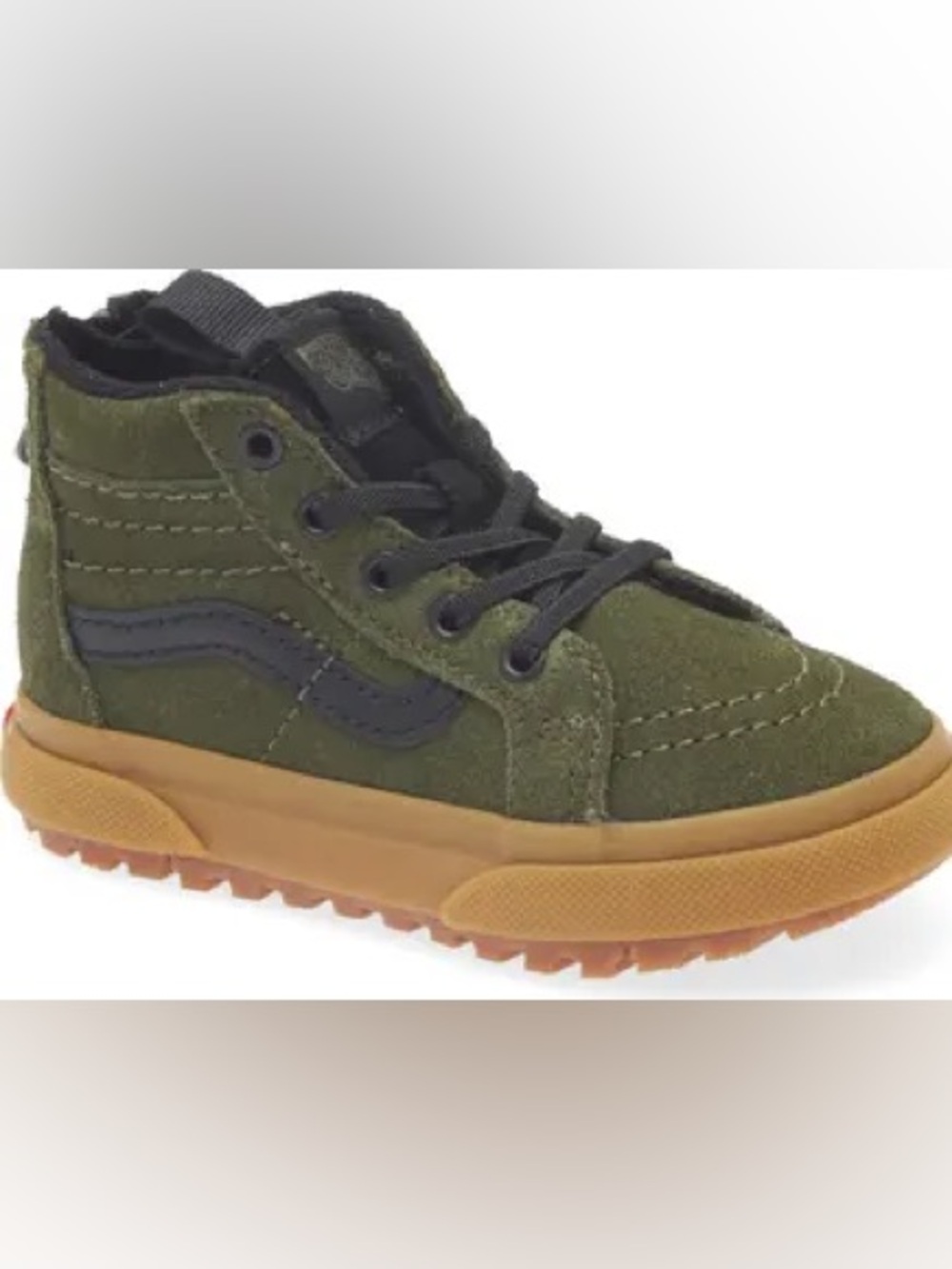 Vans Kids Olive Suede Sneakers with Black Stripe